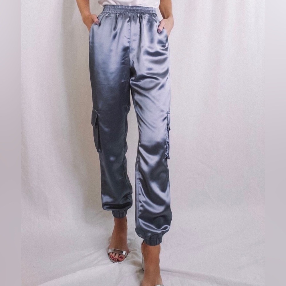Blue Blush Bella Satin Joggers